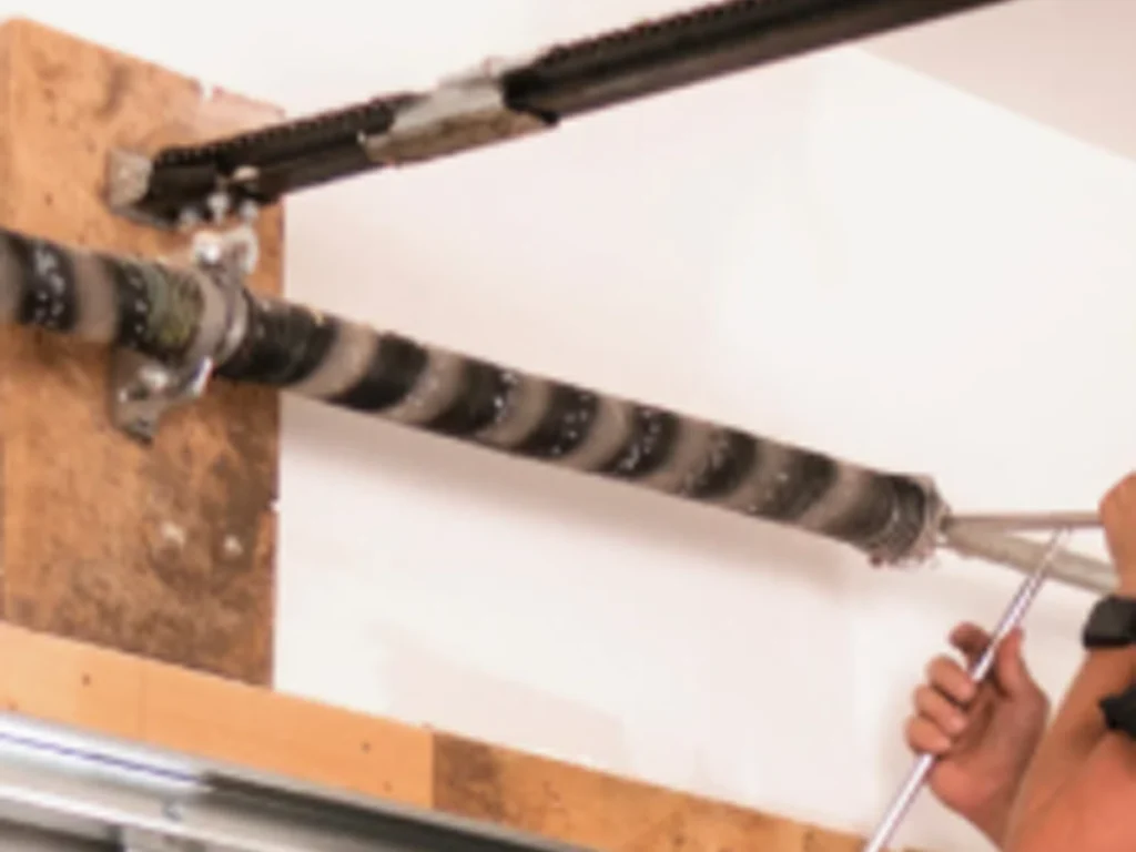 Franklin homeowner inspecting worn garage door parts with Everlast Garage Doors