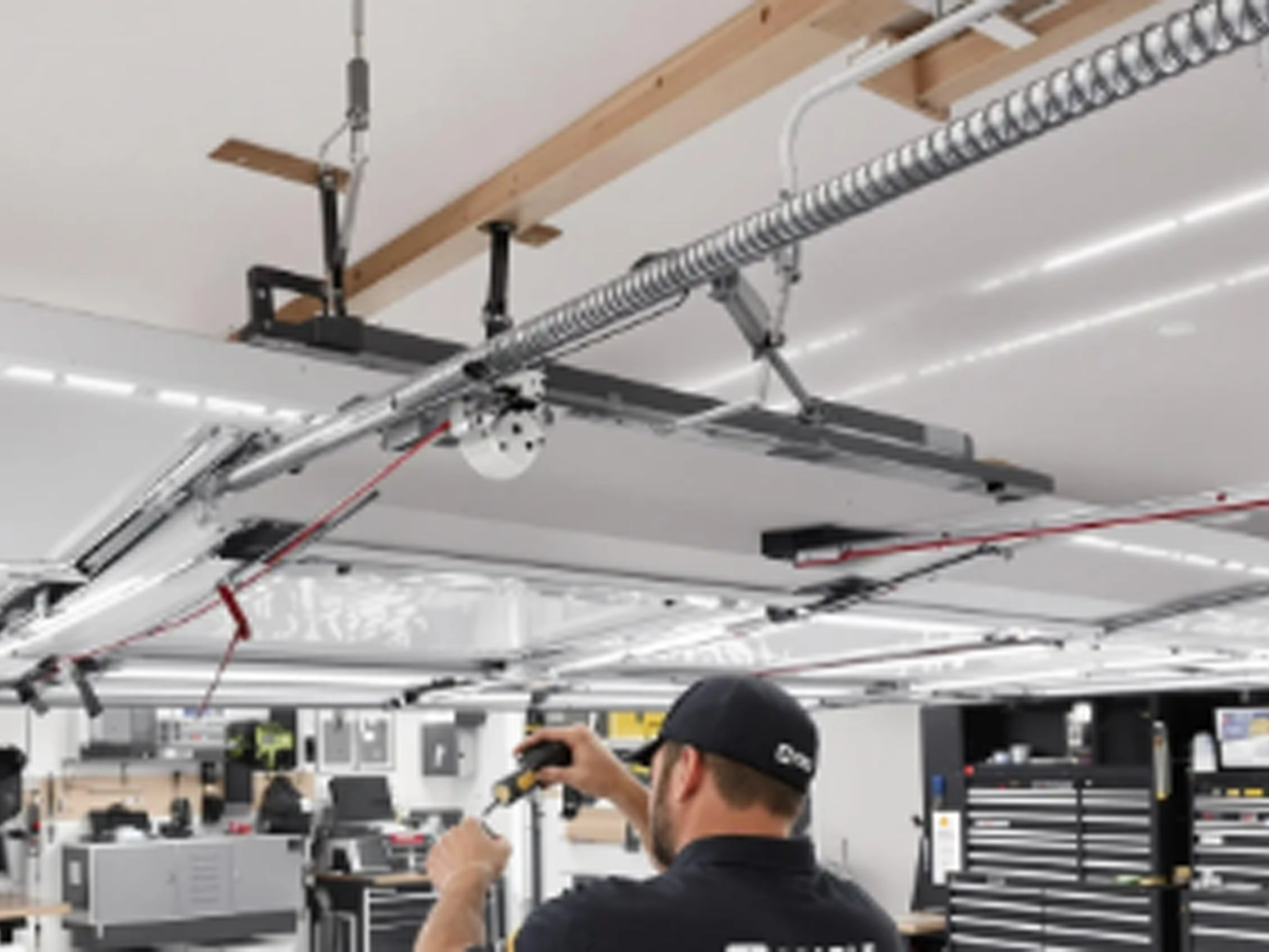 Expert Garage Door Repair in Franklin by Everlast Garage Doors technician inspecting a residential garage door