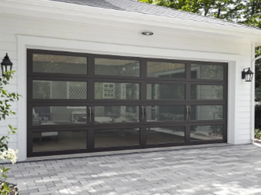 Garage Door Custom Design Franklin home with modern custom wood look door