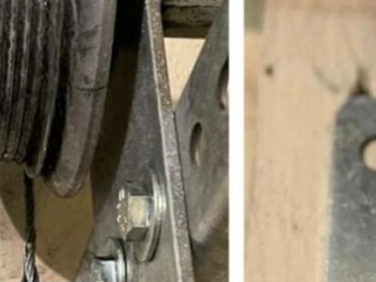 Garage door parts in Franklin shown before service
