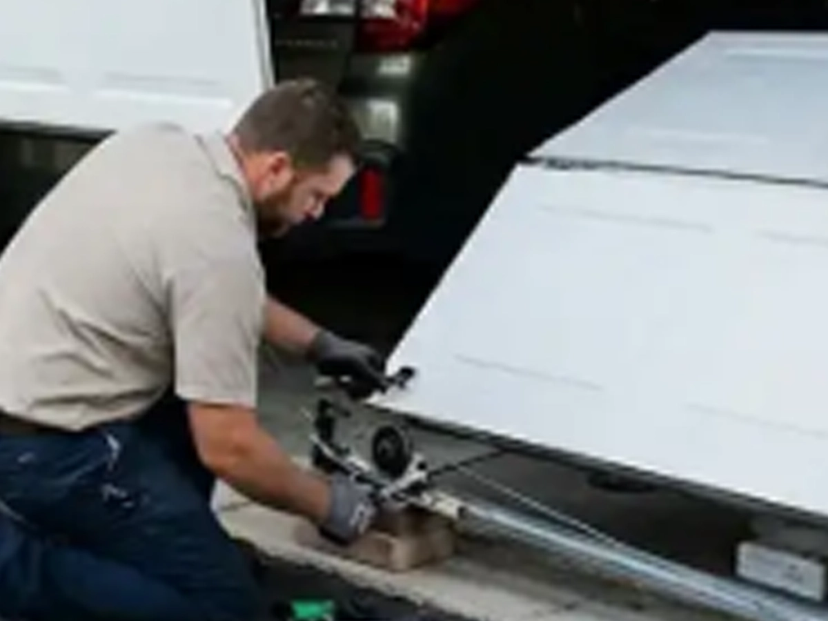 Garage Door Repair Franklin TN technician inspecting a stuck residential garage door