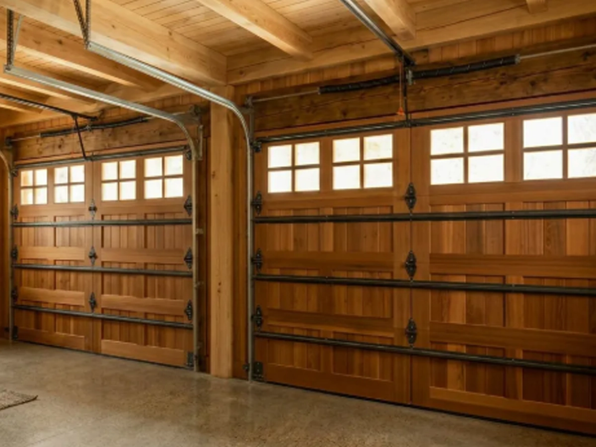 Garage door upgrades for older Franklin homes with a custom carriage style door and modern safety features