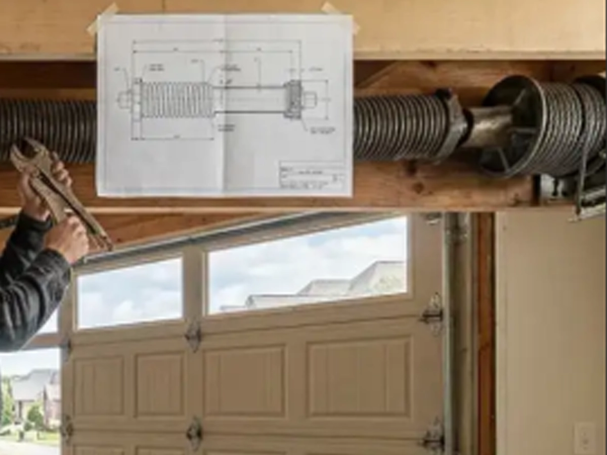 Emergency Garage Door Services Franklin technician planning a new garage door installation