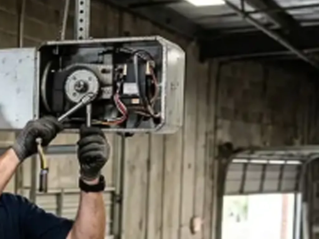 Garage Door Maintenance Franklin technician checking springs sensors rollers tracks and opener parts