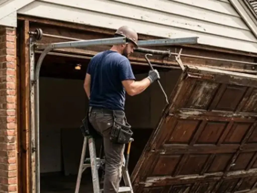 Garage Door Repair Franklin TN technician using modern equipment to inspect a garage door