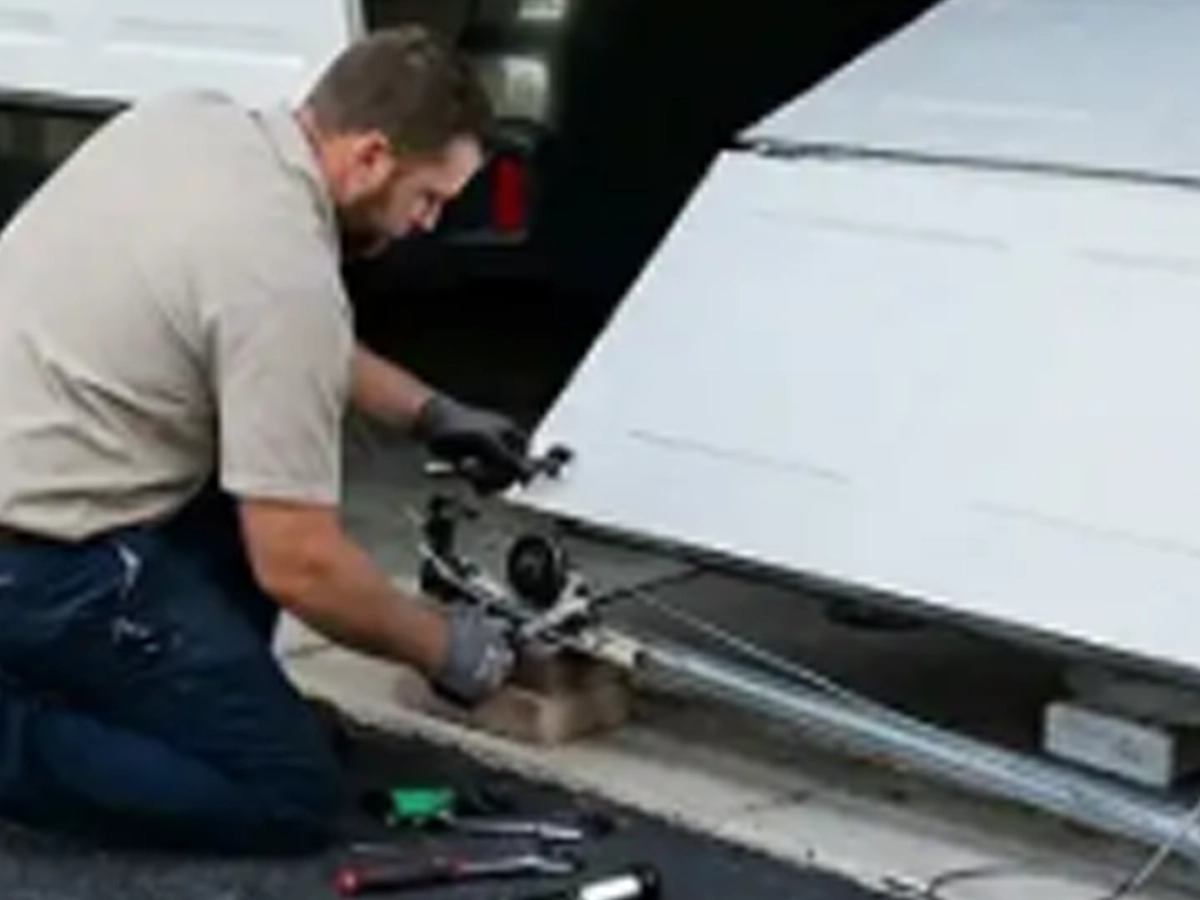Professional Emergency Garage Door Services technician repairing a garage door in Franklin TN